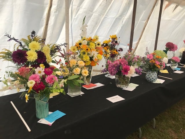 Flower arrangements at the Wivey Show